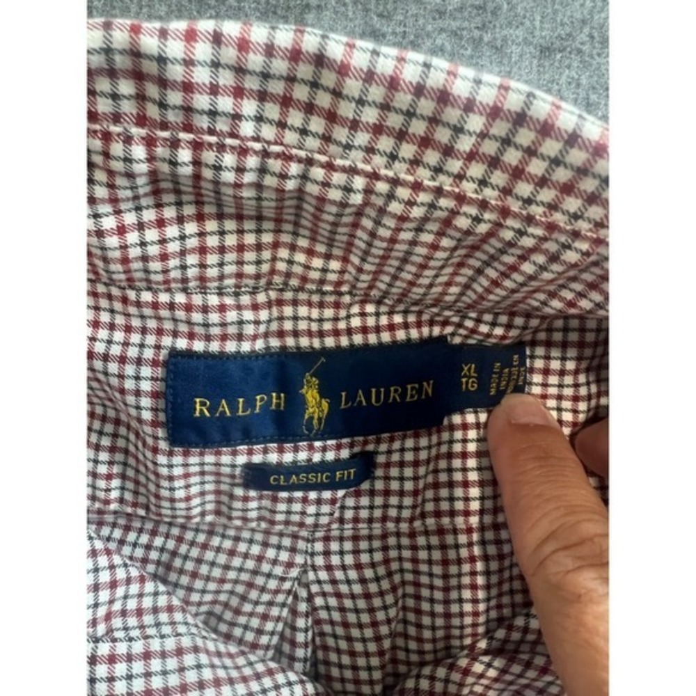 Ralph Lauren Classic Fit L/S Shirt Button Down Men's Sz XL TG Green, Red & White - Picture 4 of 8